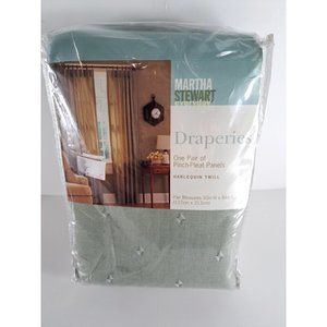 Martha Stewart Draperies Curtains Harlequin Twill Clover Pinch Pleat Panels NWT